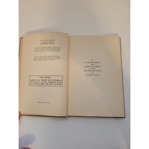 Antique 1929 Book The Lord's Prayer by Ernest Fremont Tittle WAR EDITION - Picture 2 of 7